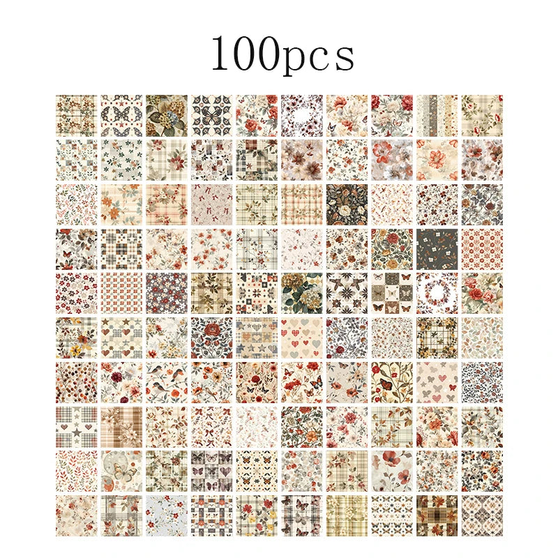 100-Piece Vintage Paper Set for Scrapbooking and Crafting Projects