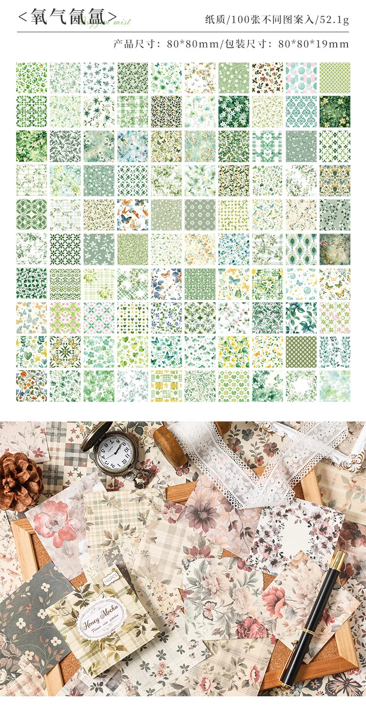 100-Piece Vintage Paper Set for Scrapbooking and Crafting Projects