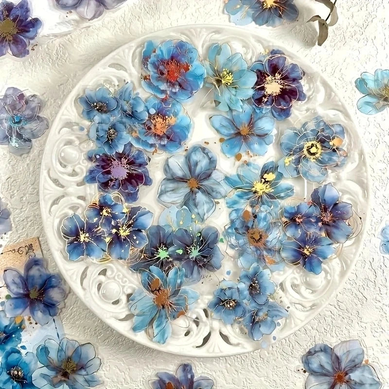 20 Sheets Vintage Flower & Letter PET Stickers for Crafting