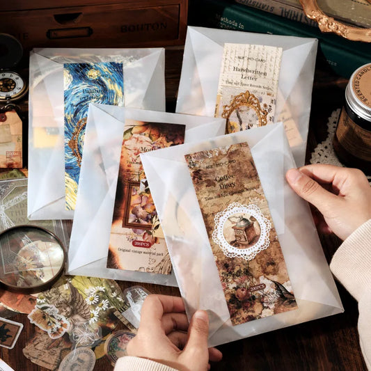 200-Piece Vintage Sticker and Paper Set for Creative Projects