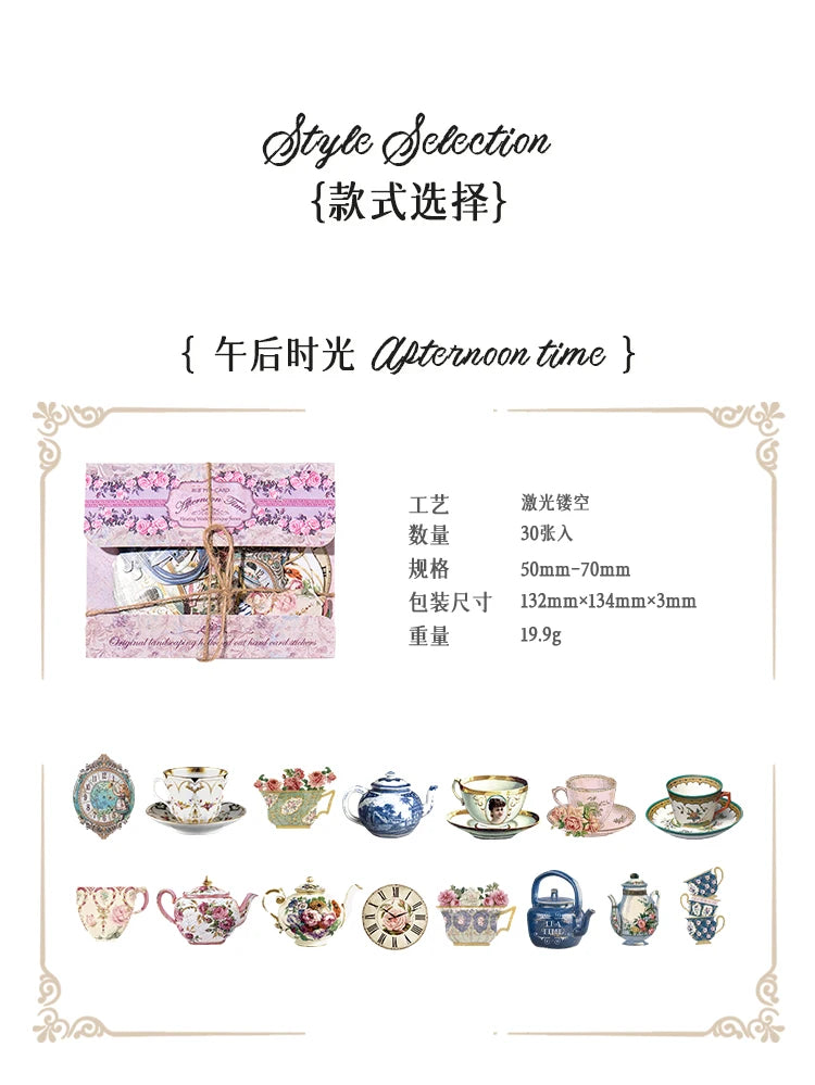 30-Piece Floating Kawaii Baroque Stickers for Scrapbooking & DIY Crafts