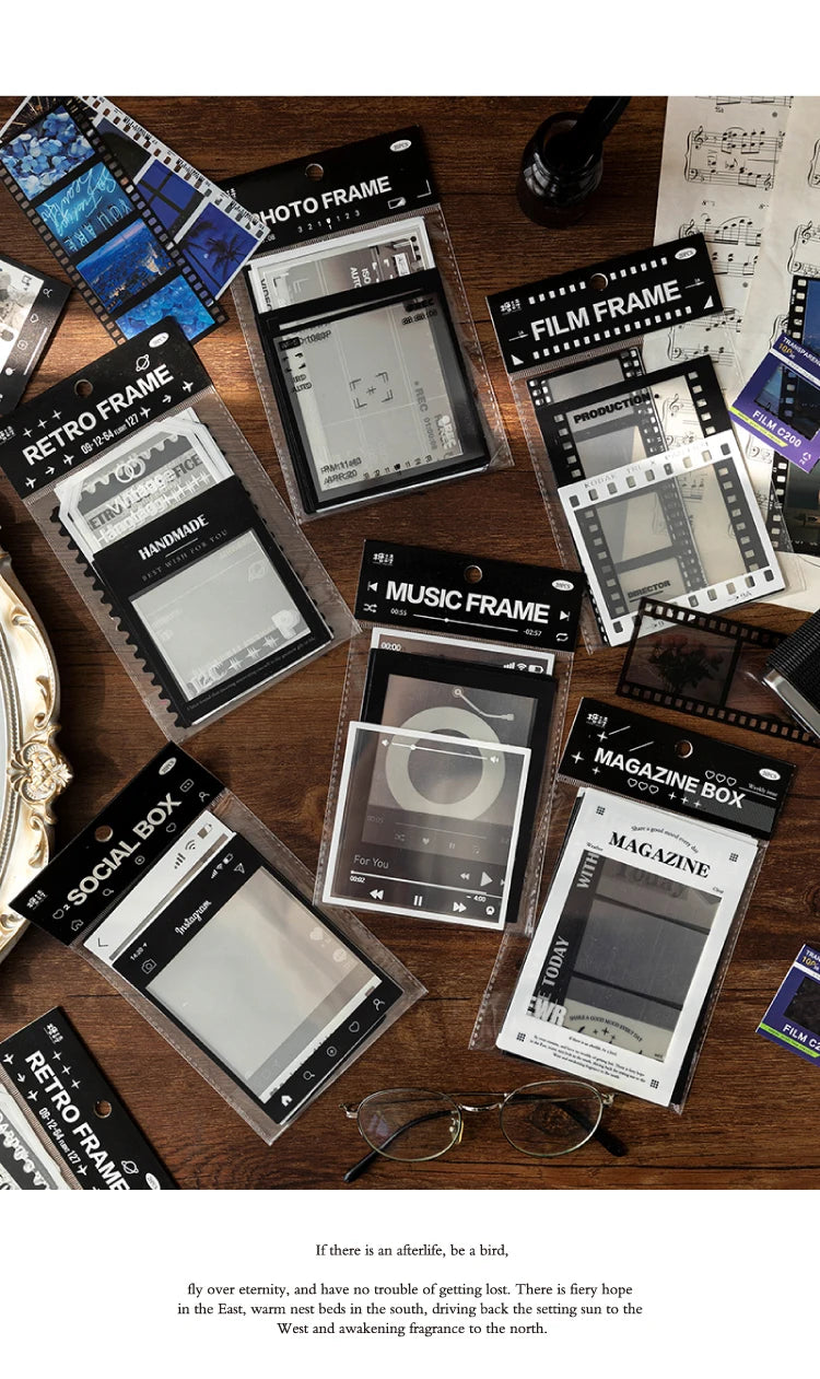 15 Sheets Vintage Photo Film Frame PET Stickers for Crafting