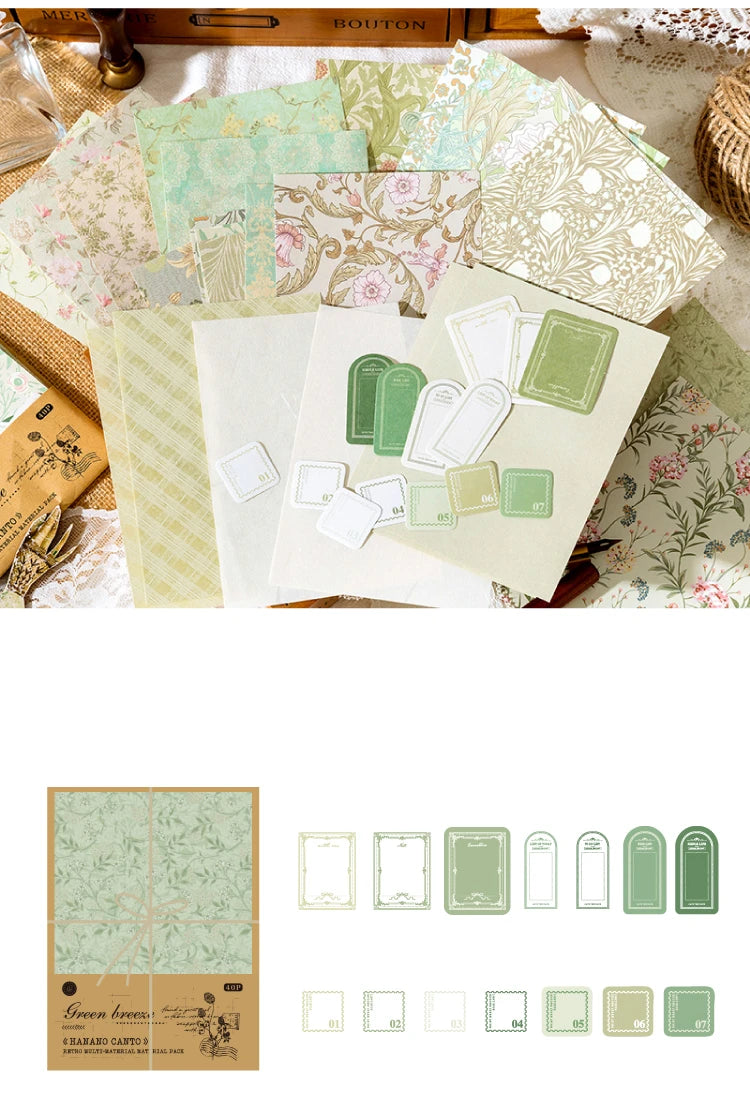 6-Style Vintage Plant Paper Set for Journaling & Scrapbooking Crafts