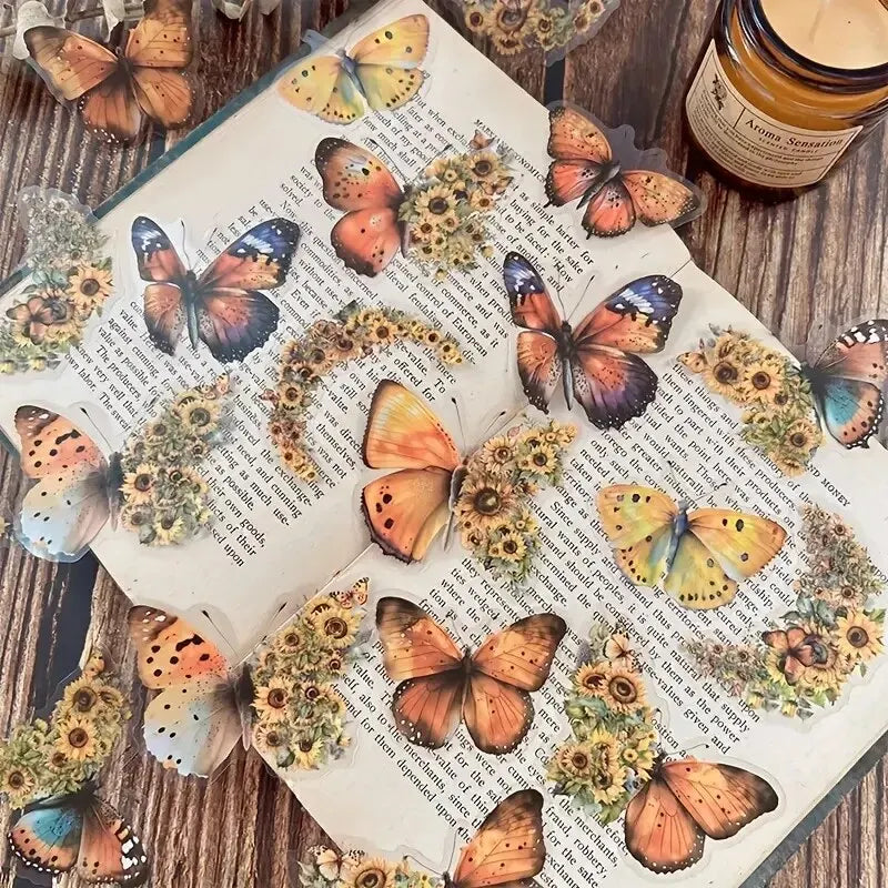 30-Piece Butterfly & Flower Decorative Stickers for Crafts & Journals