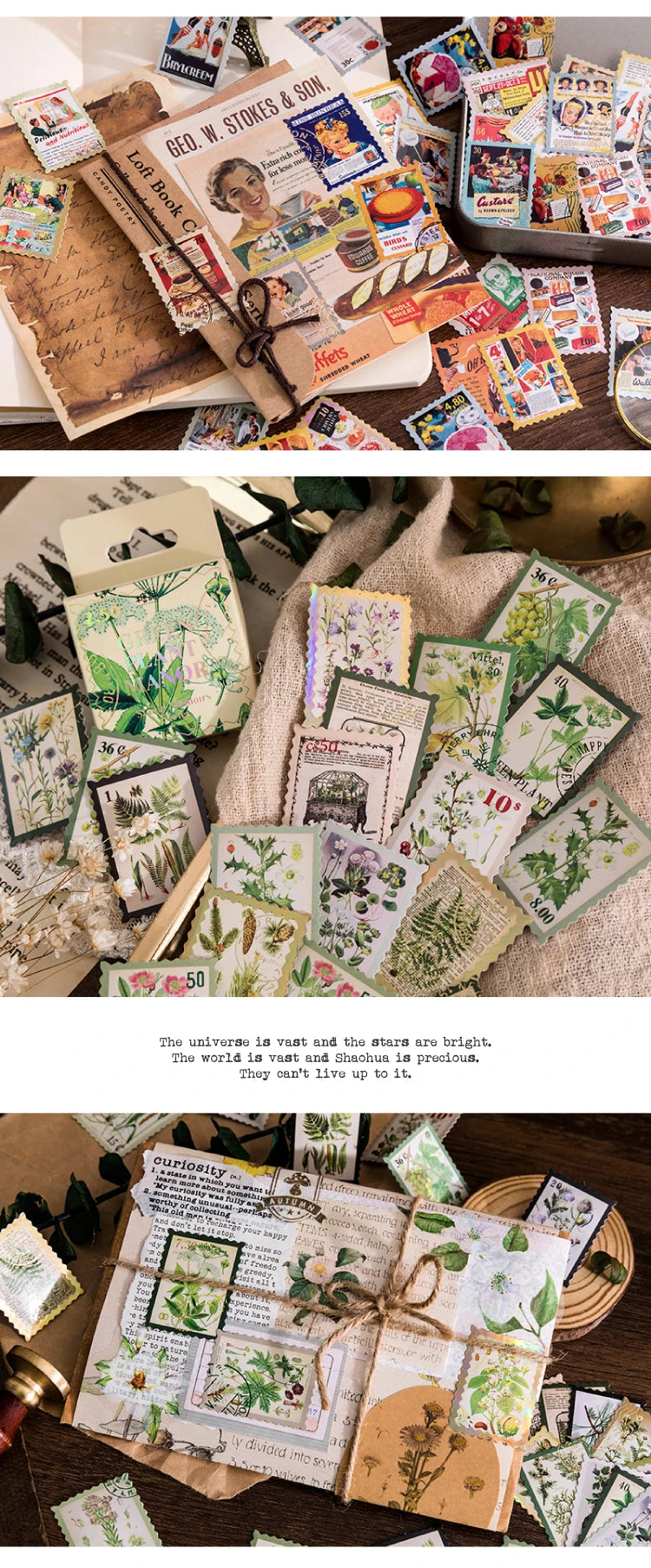 46-Piece Vintage Bronzing Stamp Stickers for Scrapbooking and Journaling