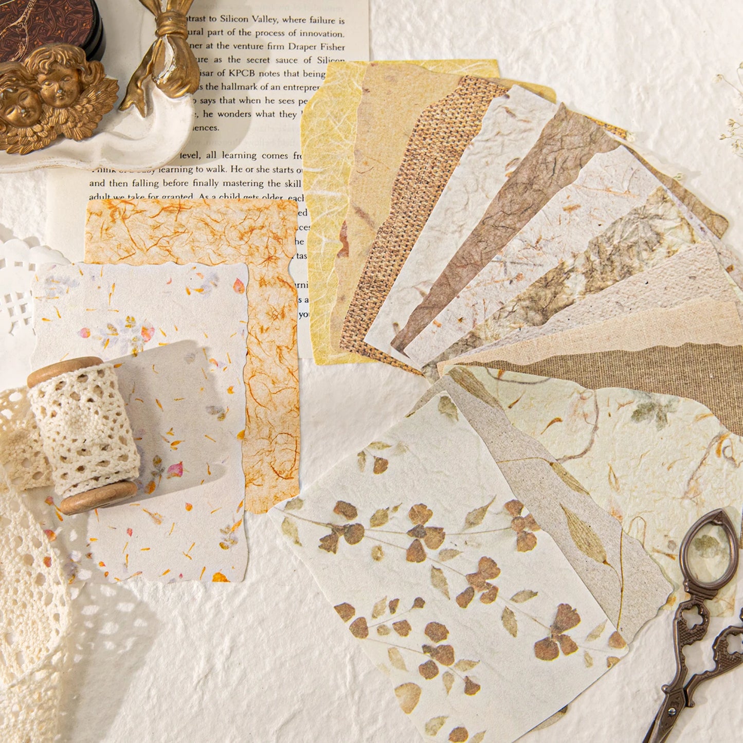 28-Piece Vintage Relief Texture Paper Set for Scrapbooking and Crafts