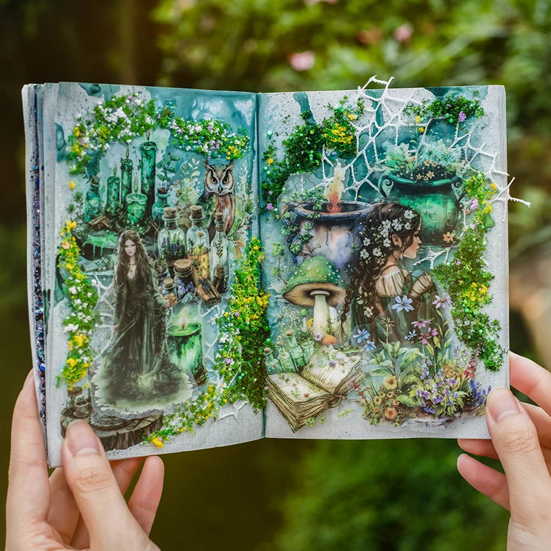 30-Piece Forest Witch Series PET Stickers for Scrapbooking & Journals
