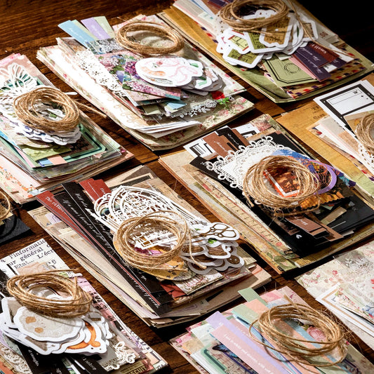 85-Piece Vintage Decor Sticker and Paper Kit for Crafts