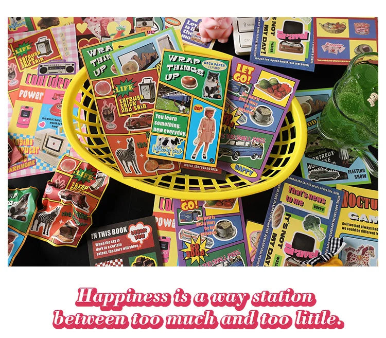 30-Piece Cute Retro Poster Paper Set for Scrapbooking & Journaling