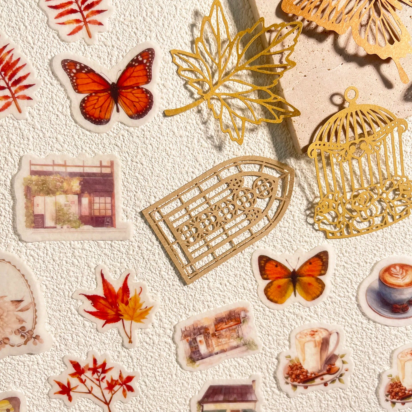 56-Piece Vintage DIY Scrapbook Set with Unique Papers & Stickers
