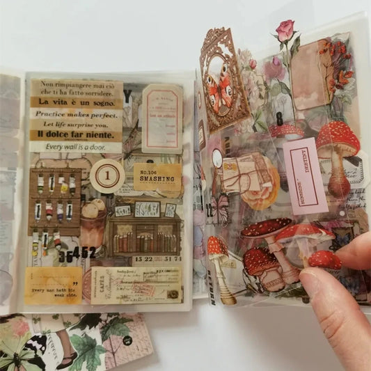 20-Piece Vintage Plant & Mushroom Stickers for Scrapbooking and Crafts