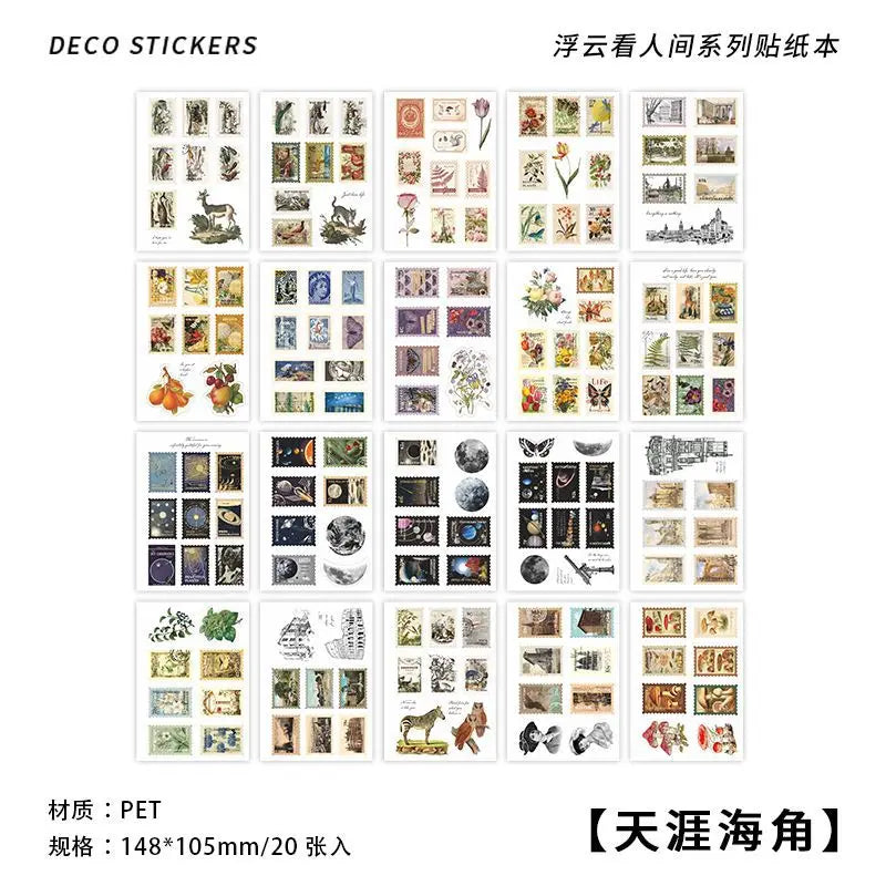 20-Piece Vintage Plant & Mushroom Stickers for Scrapbooking and Crafts