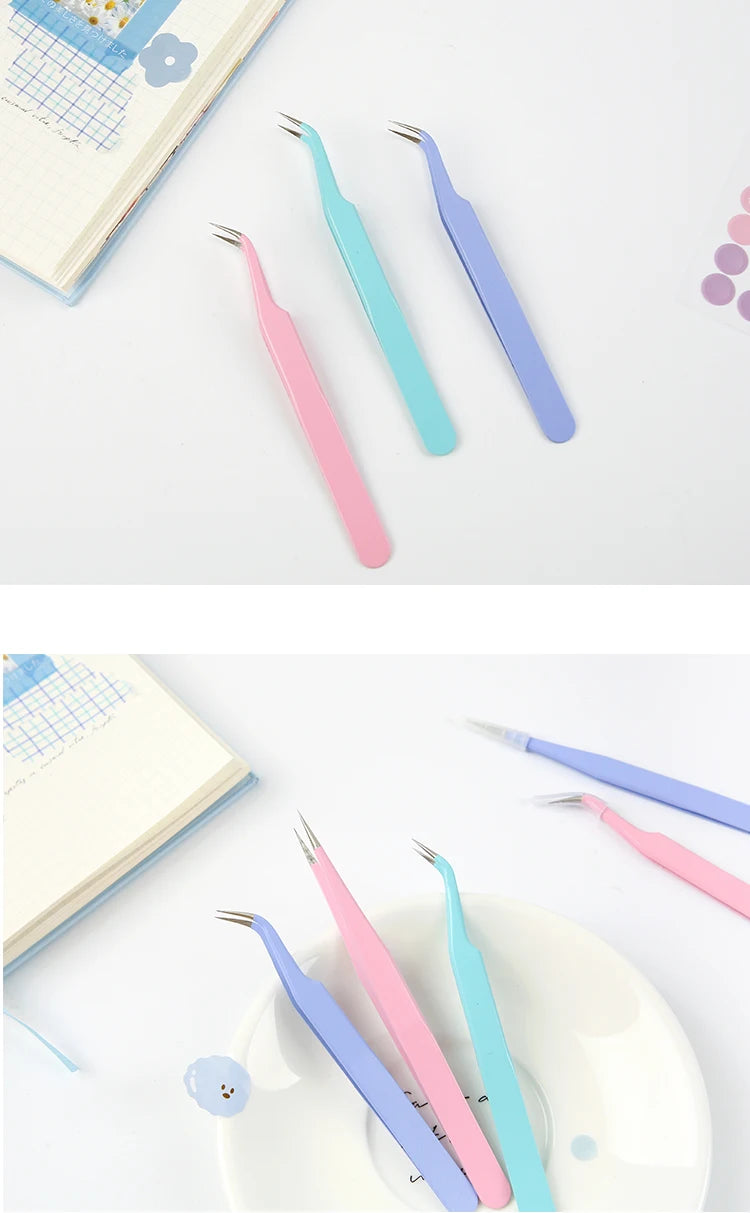 8-Style Candy Color Tweezers – Precision Stainless Steel Tool Set