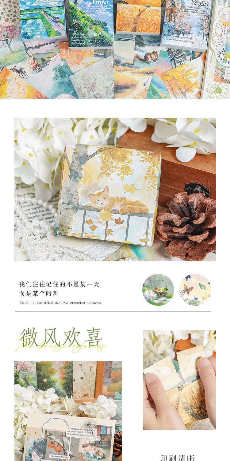 200-Sheet Scrapbook Paper Set with Scenic Landscape Designs for Crafting