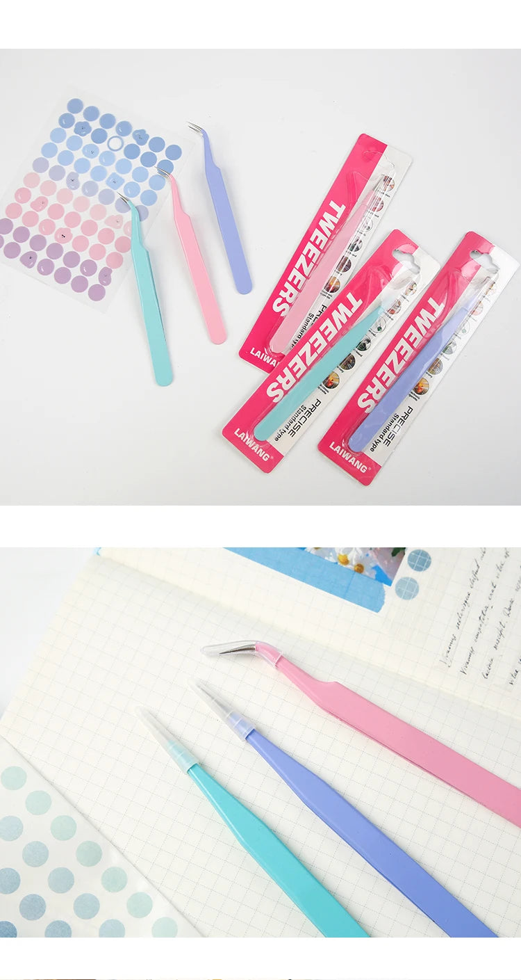 8-Style Candy Color Tweezers – Precision Stainless Steel Tool Set
