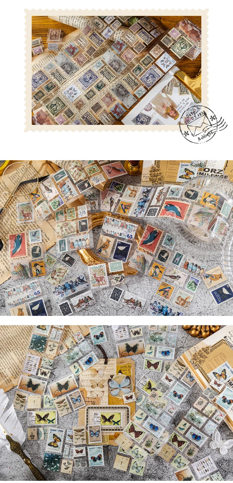 55mm x 2m Vintage Stamp Tape for DIY Crafts and Scrapbooking