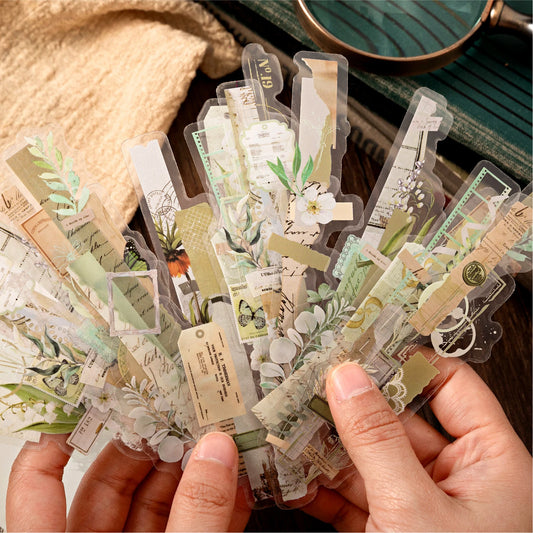 20-Piece Vintage Long Strip Sticker Set for Scrapbooking & Journaling