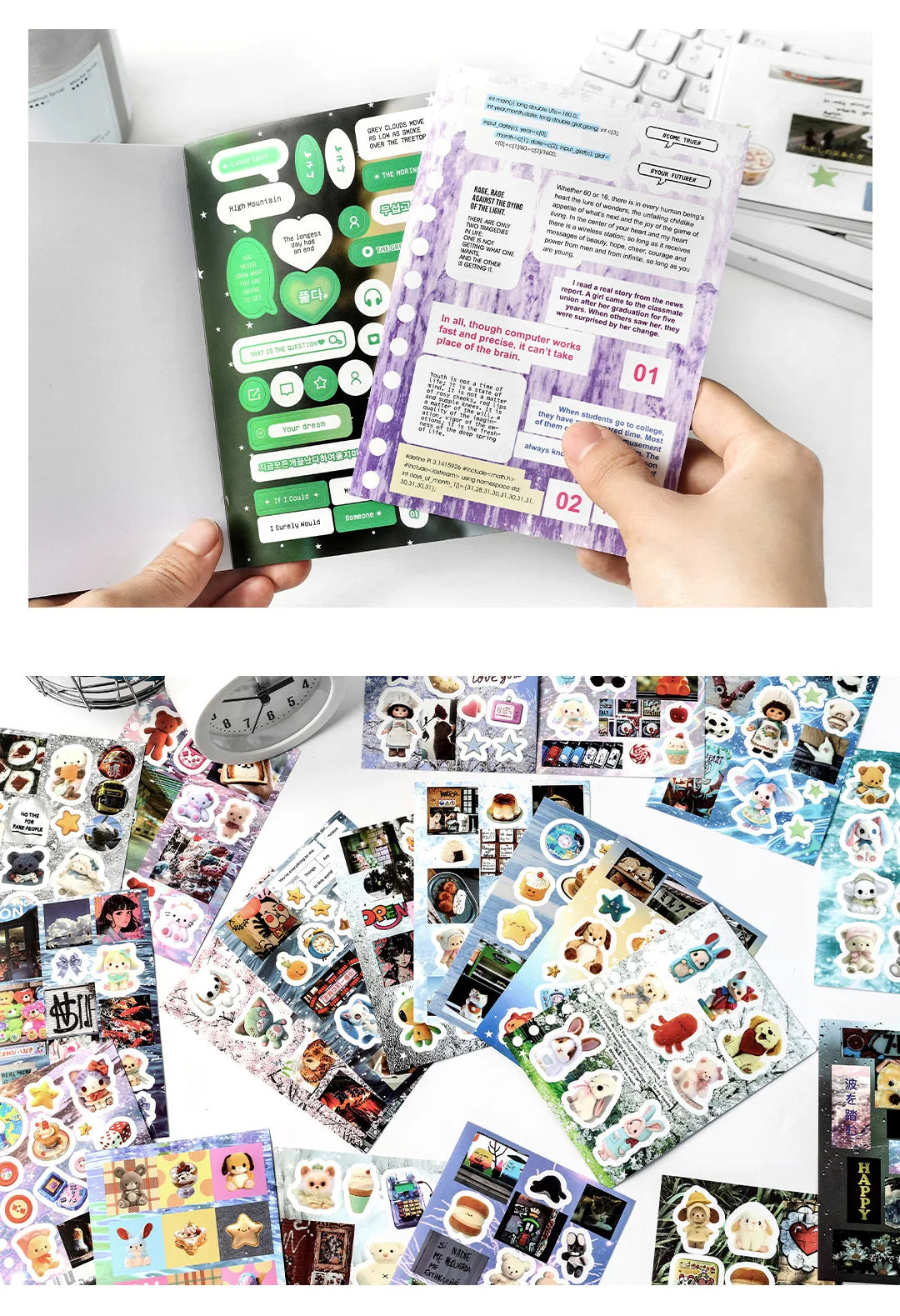 20-Piece Vintage Label PET Scenery Stickers for Scrapbooking & Crafts