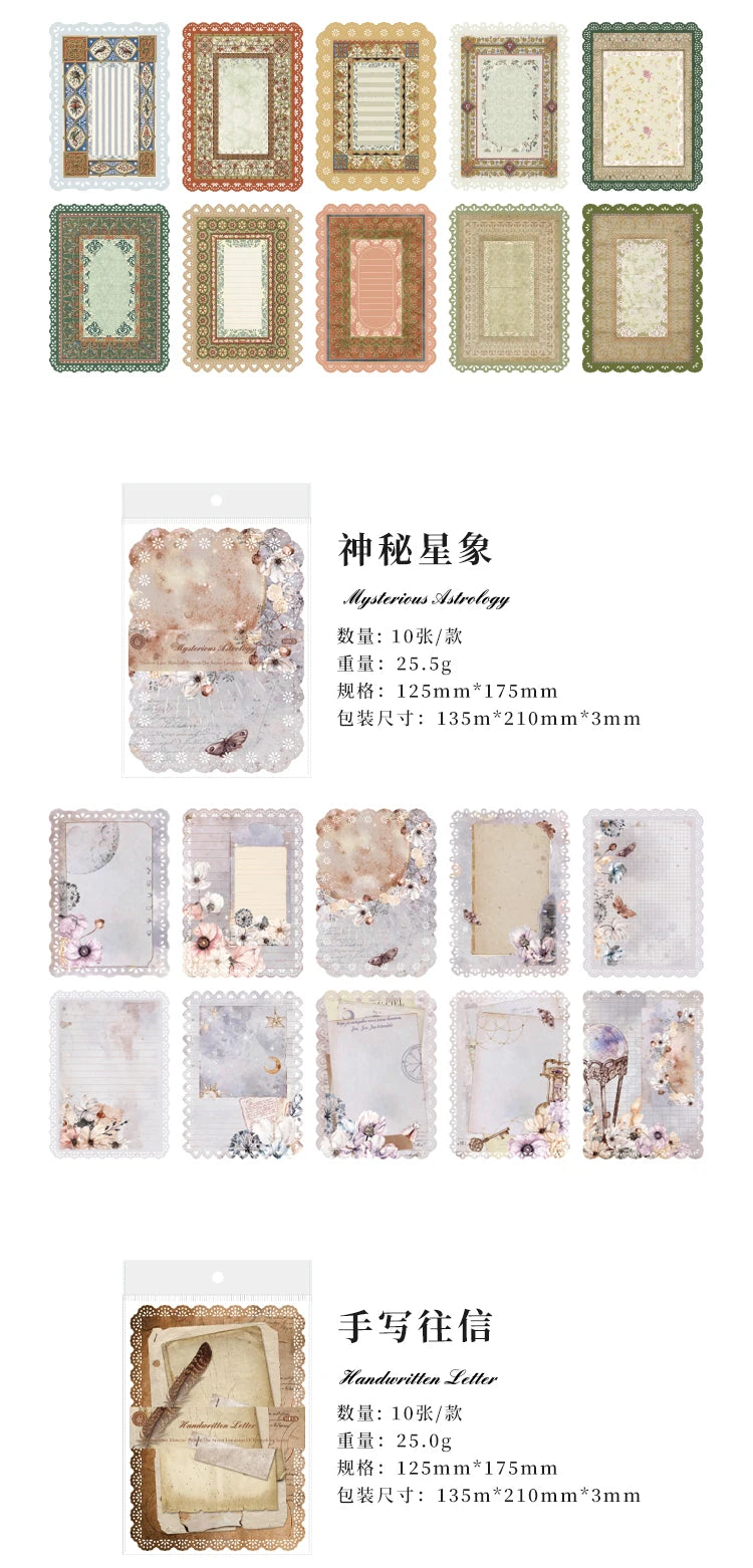 10-Piece Vintage Floral Lace Paper Set for Scrapbooking and Crafting