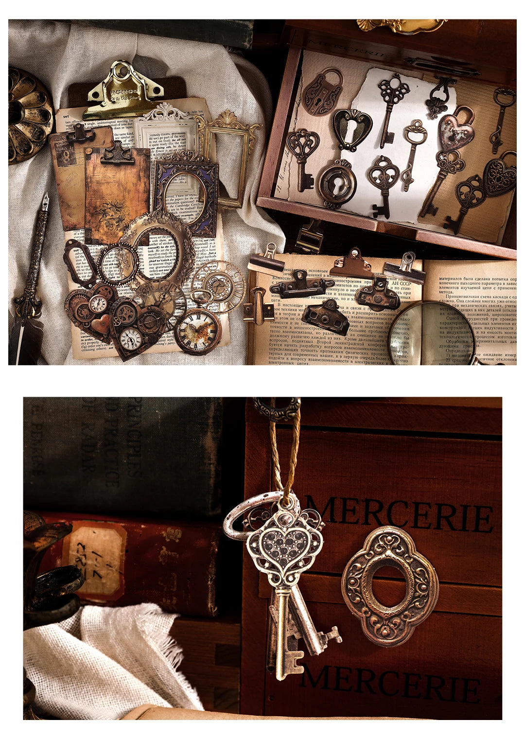 30-Piece Vintage Mechanical Clock Stickers for DIY Projects & Scrapbooking
