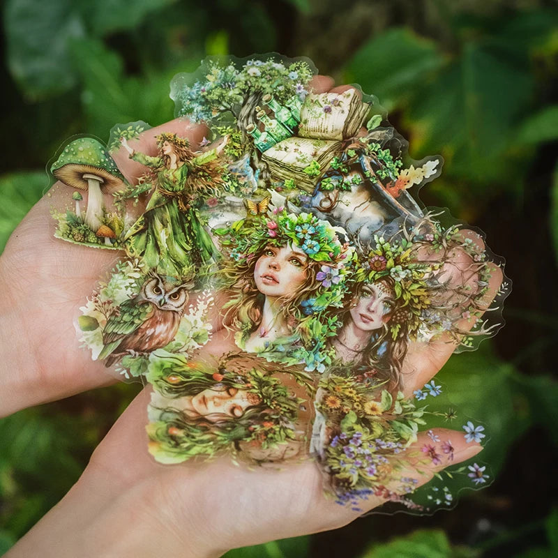 30-Piece Forest Witch Series PET Stickers for Scrapbooking & Journals
