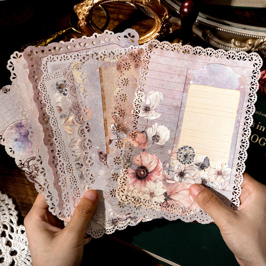 10-Piece Vintage Floral Lace Paper Set for Scrapbooking and Crafting