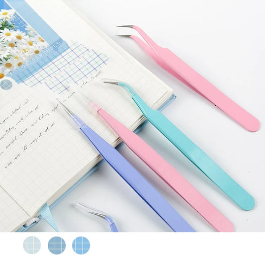 8-Style Candy Color Tweezers – Precision Stainless Steel Tool Set
