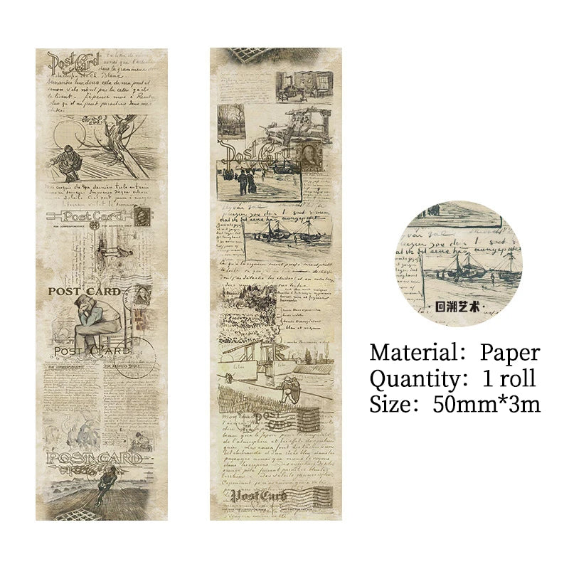 3m x 50mm Euro-American Vintage Washi Tape for Scrapbooking