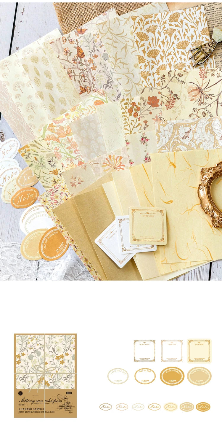 6-Style Vintage Plant Paper Set for Journaling & Scrapbooking Crafts