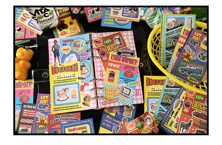 30-Piece Cute Retro Poster Paper Set for Scrapbooking & Journaling
