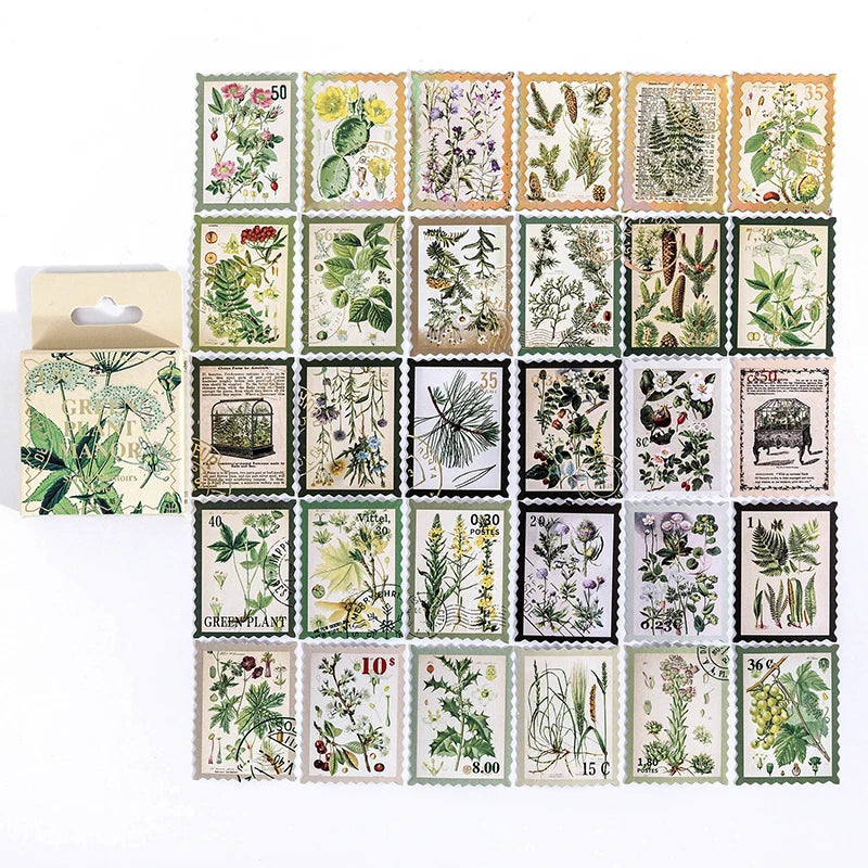 46-Piece Vintage Bronzing Stamp Stickers for Scrapbooking and Journaling