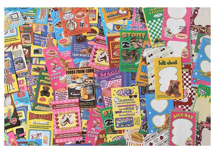 30-Piece Cute Retro Poster Paper Set for Scrapbooking & Journaling