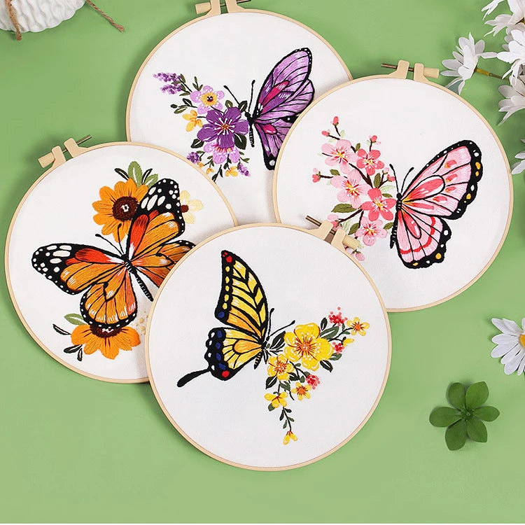 Butterfly & Flower Embroidery Kit – Beginner-Friendly DIY Needlework Set