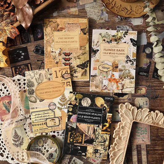 20 Sheets Vintage Scrapbooking Stickers for Journals, Collages, and Crafts