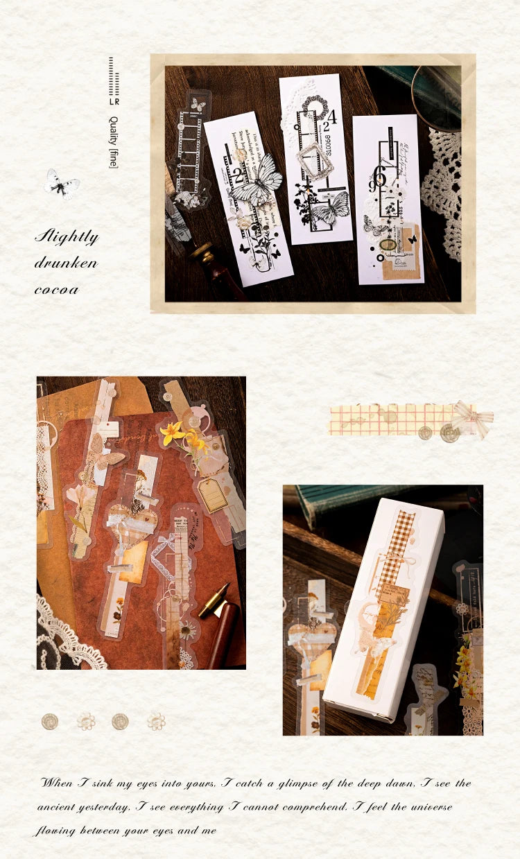20-Piece Vintage Long Strip Sticker Set for Scrapbooking & Journaling