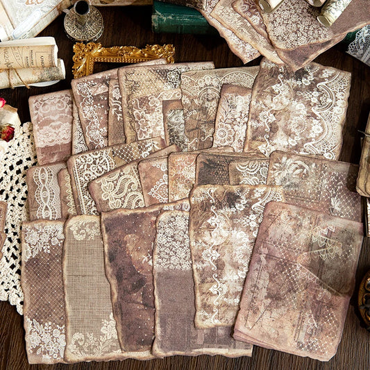 50-Piece Vintage Decorative Paper Set for Scrapbooking and Crafts