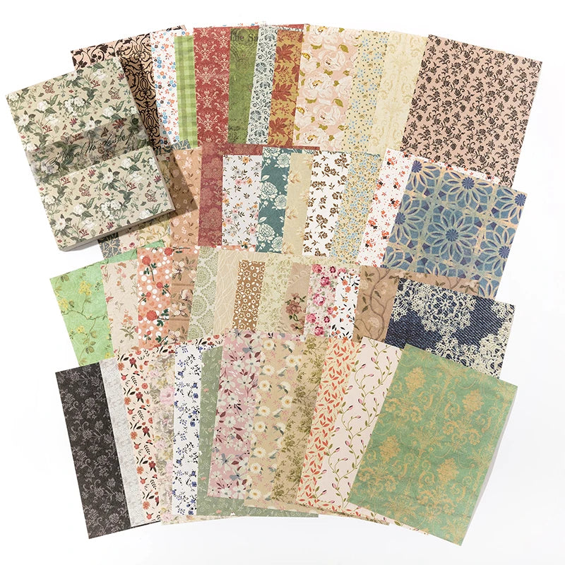 100-Piece Vintage Background Paper Set for Scrapbooking and Journaling