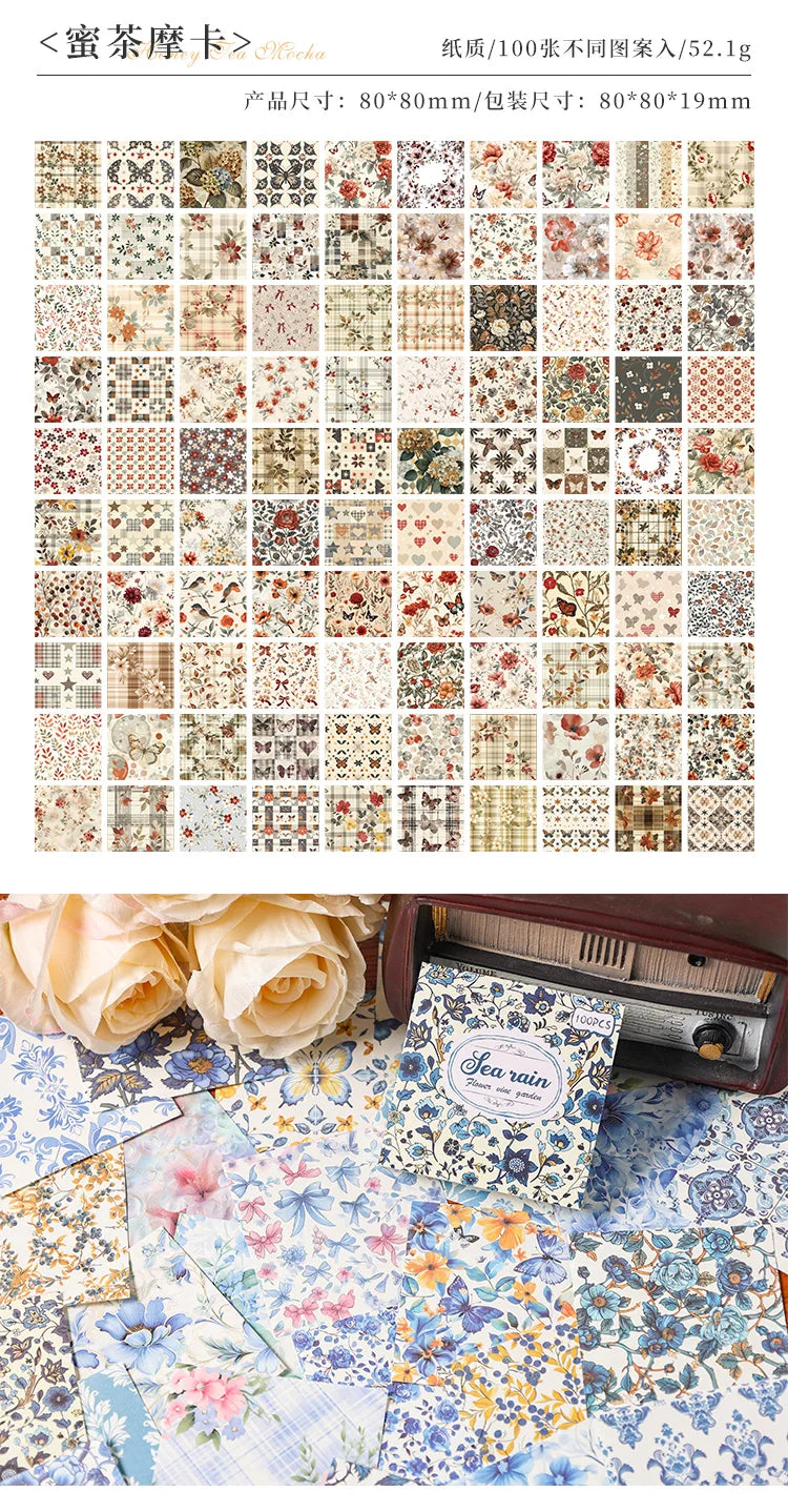 100-Piece Vintage Paper Set for Scrapbooking and Crafting Projects