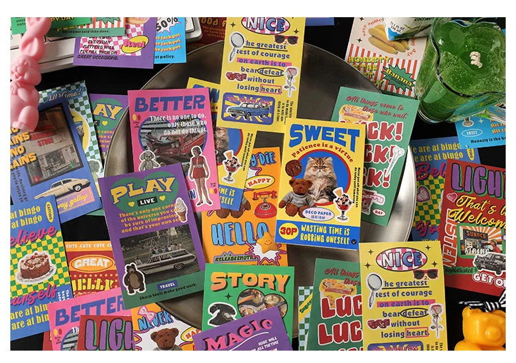 30-Piece Cute Retro Poster Paper Set for Scrapbooking & Journaling