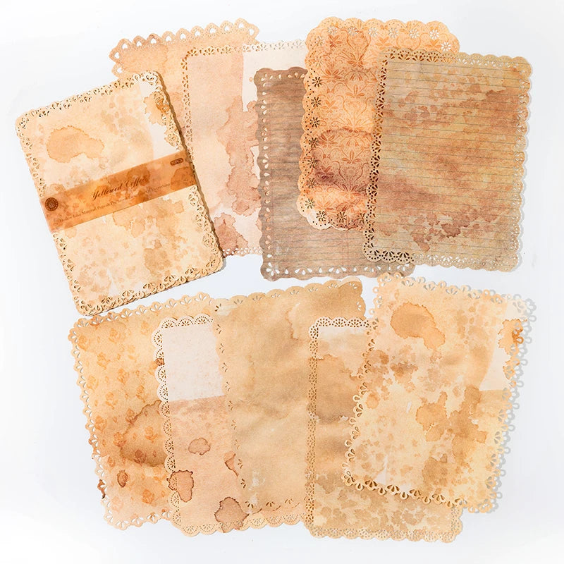10-Piece Vintage Floral Lace Paper Set for Scrapbooking and Crafting