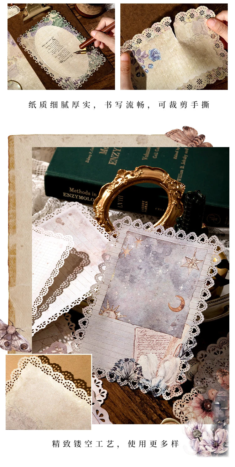 10-Piece Vintage Floral Lace Paper Set for Scrapbooking and Crafting