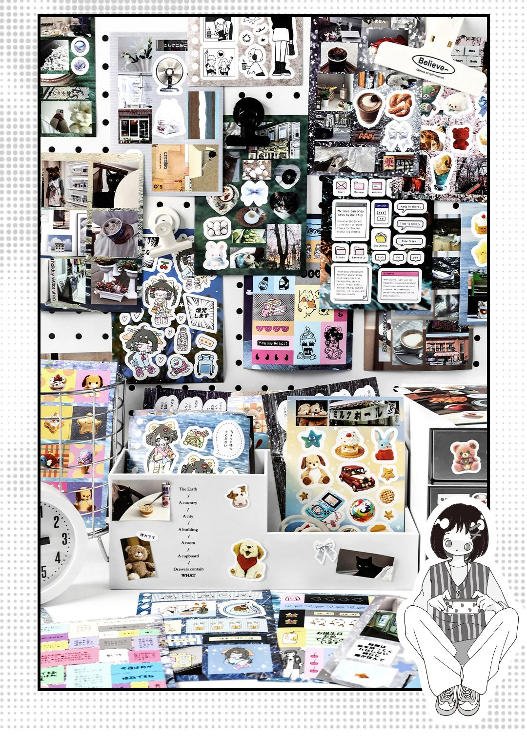 20-Piece Vintage Label PET Scenery Stickers for Scrapbooking & Crafts
