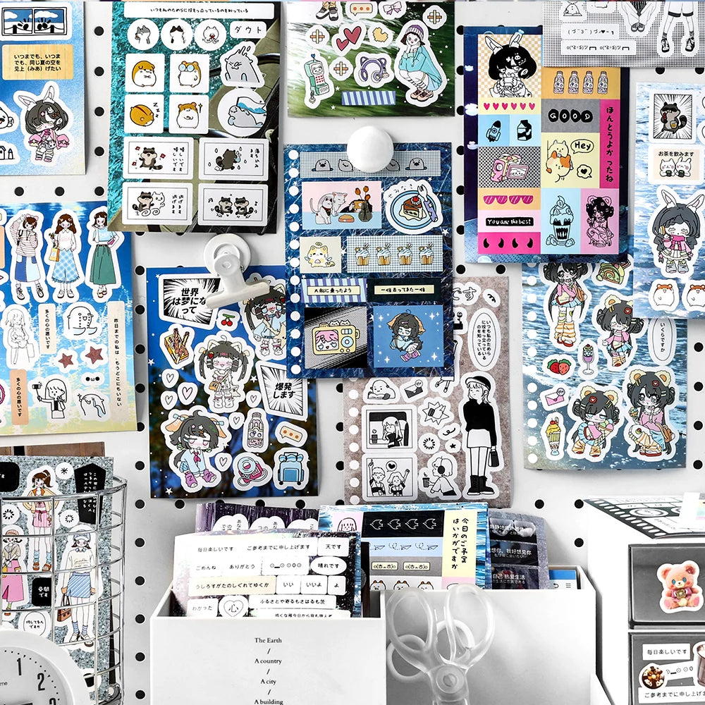 20-Piece Vintage Label PET Scenery Stickers for Scrapbooking & Crafts