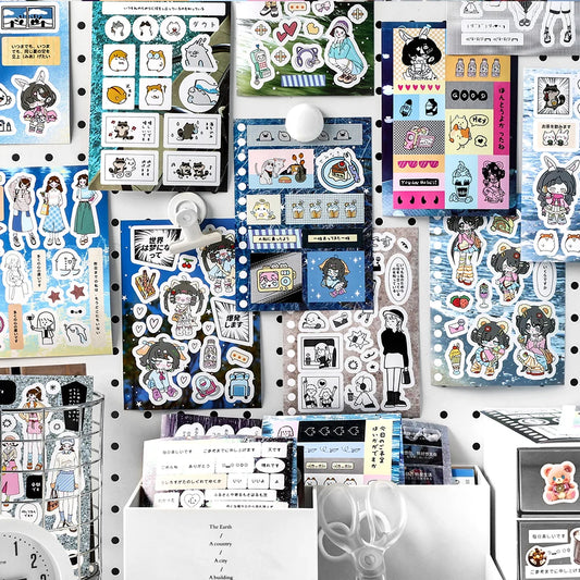 20-Piece Vintage Label PET Scenery Stickers for Scrapbooking & Crafts