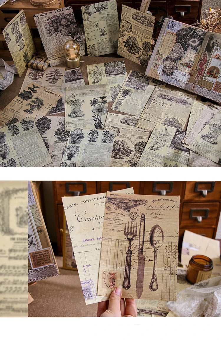 30-Piece Vintage Large Paper Set for Scrapbooking & DIY Projects