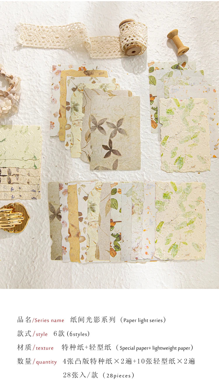 28-Piece Vintage Relief Texture Paper Set for Scrapbooking and Crafts