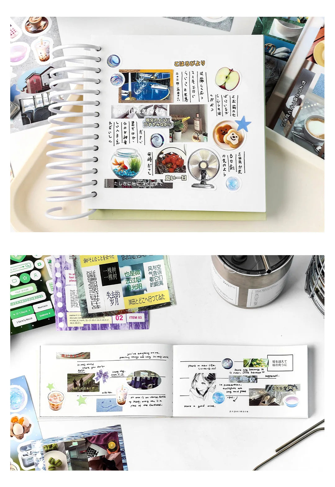 20-Piece Vintage Label PET Scenery Stickers for Scrapbooking & Crafts