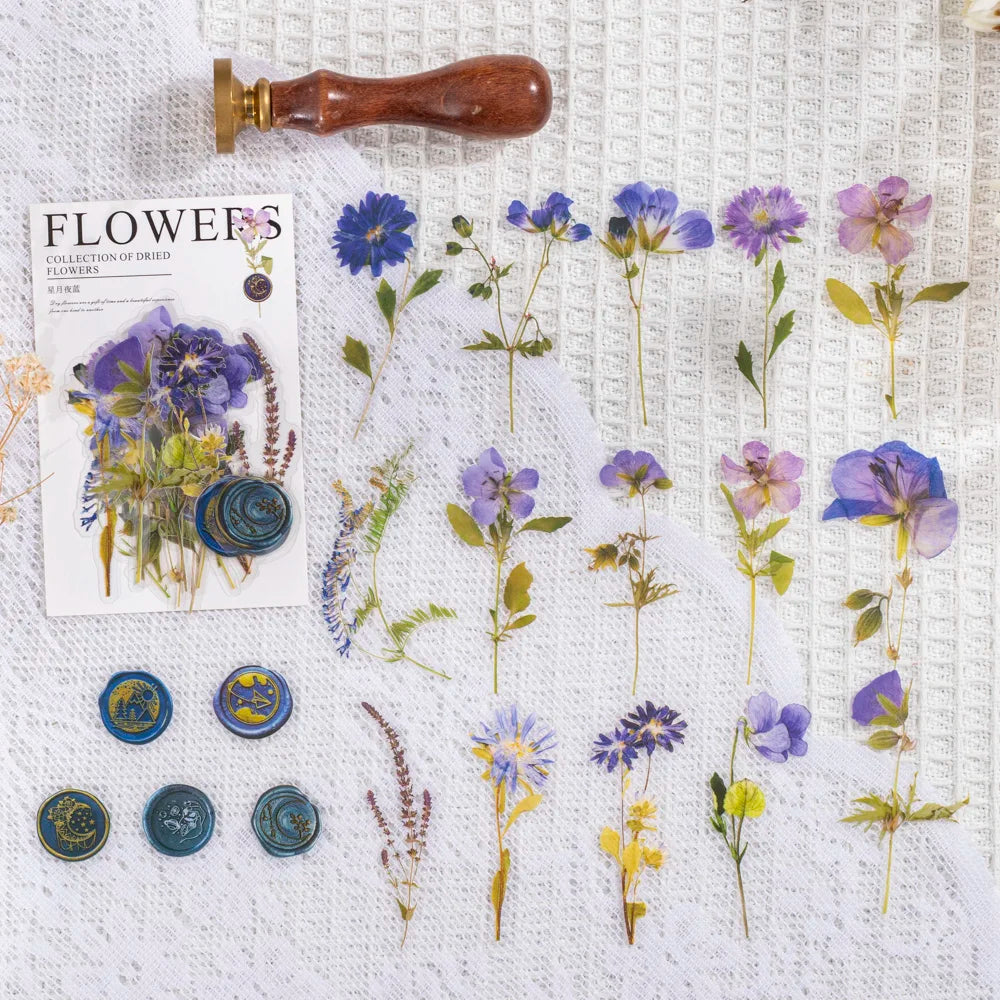 40-Piece Vintage Dried Flower & Leaf Sticker Set for Crafts