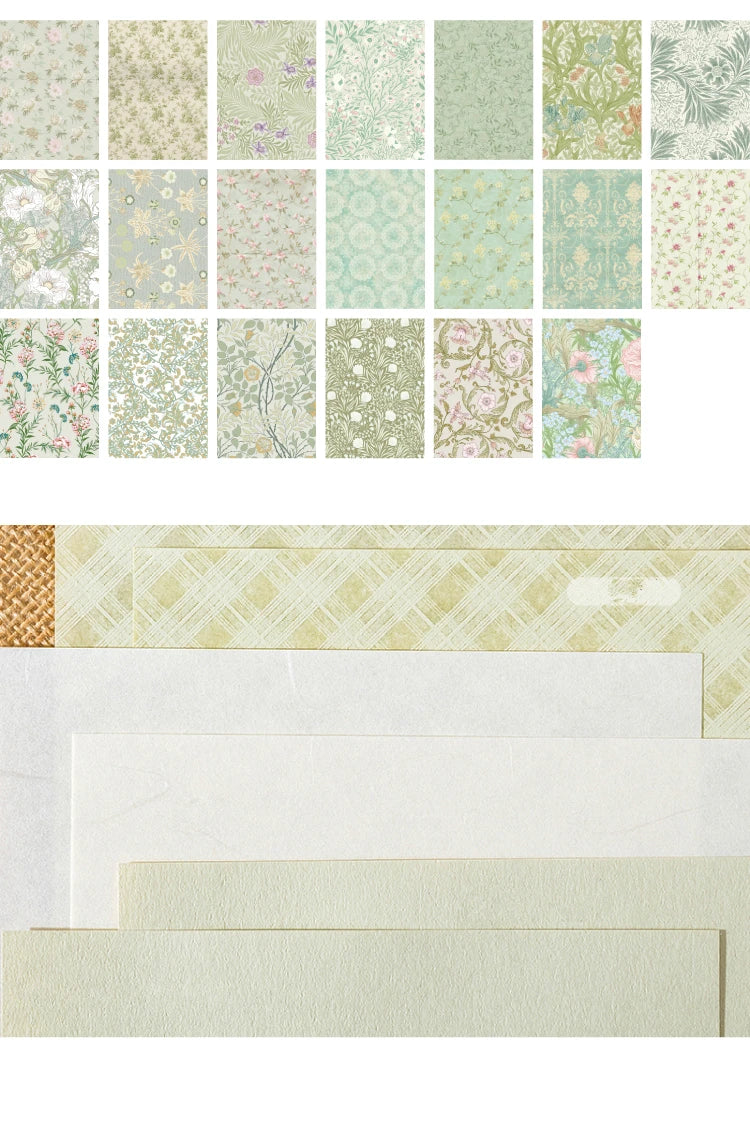 6-Style Vintage Plant Paper Set for Journaling & Scrapbooking Crafts