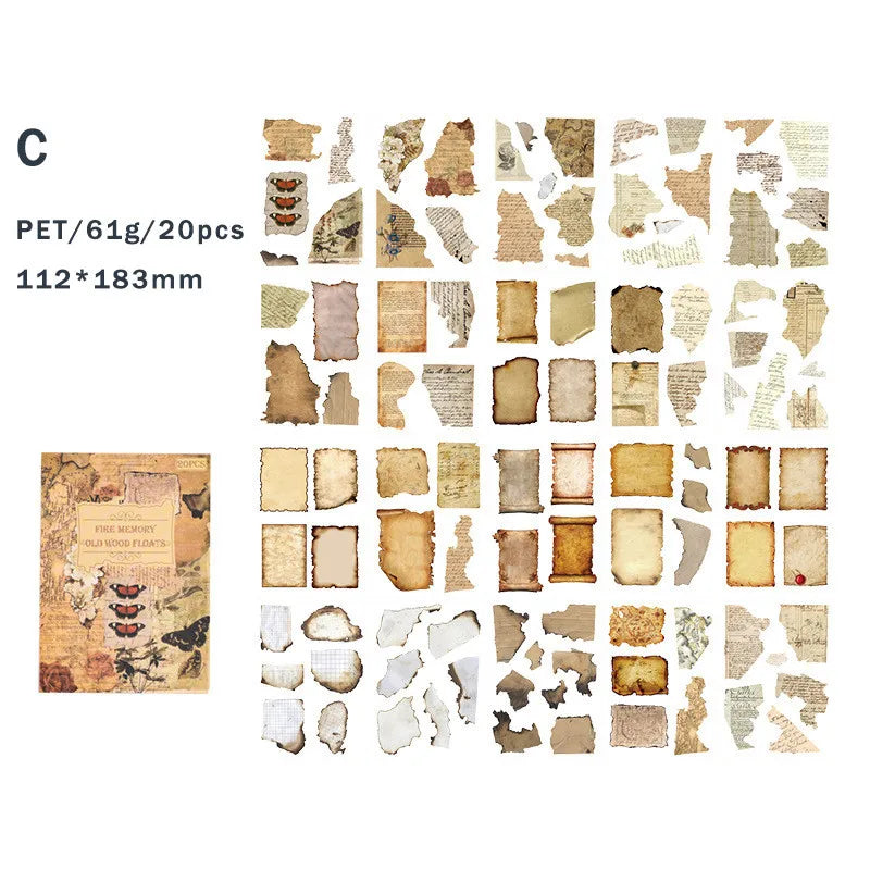20-Sheet Vintage Scrapbooking Sticker Book for DIY Journals and Crafts